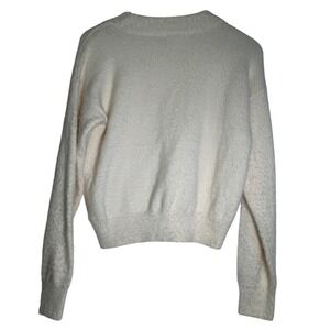 SO Goods for Life Cream Fuzzy Knit Sweater Long Sleeve Mock Neck Women/Jr L Y2K